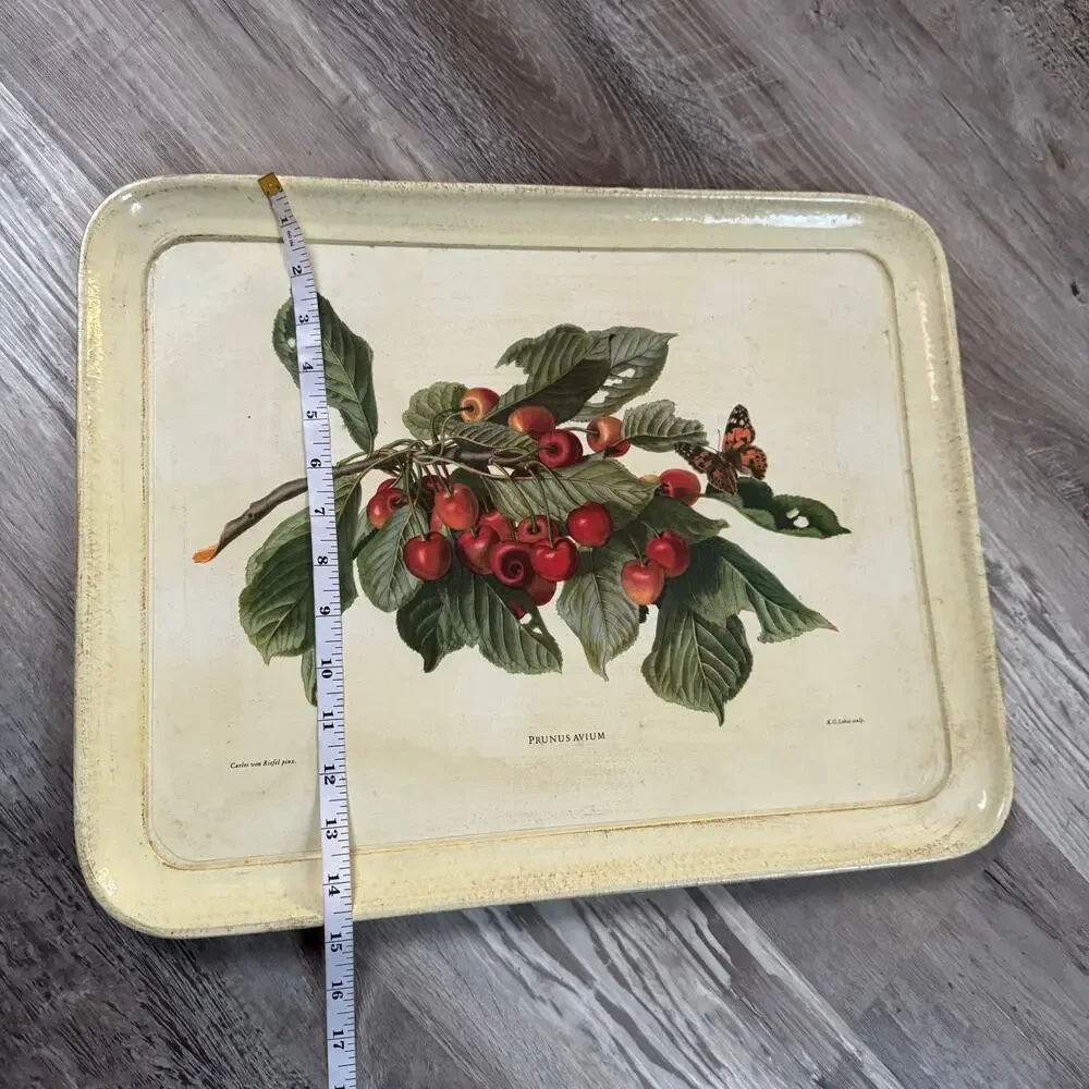 Vintage 90s Williams Sonoma Cherry Floral Serving Tray Italy Cottagecore